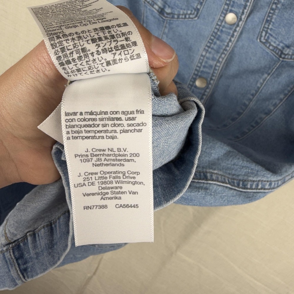 Madewell Dress Womens 2 Blue Denim Short Sleeve Snap Front Shirt Mini Stretch - Picture 12 of 16
